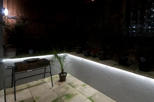 LED tape in garden