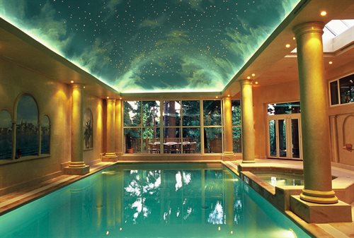 Star lights in swimming pool ceiling