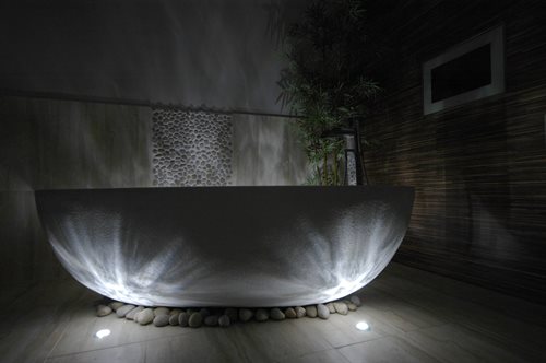 Swarovski uplights on bath